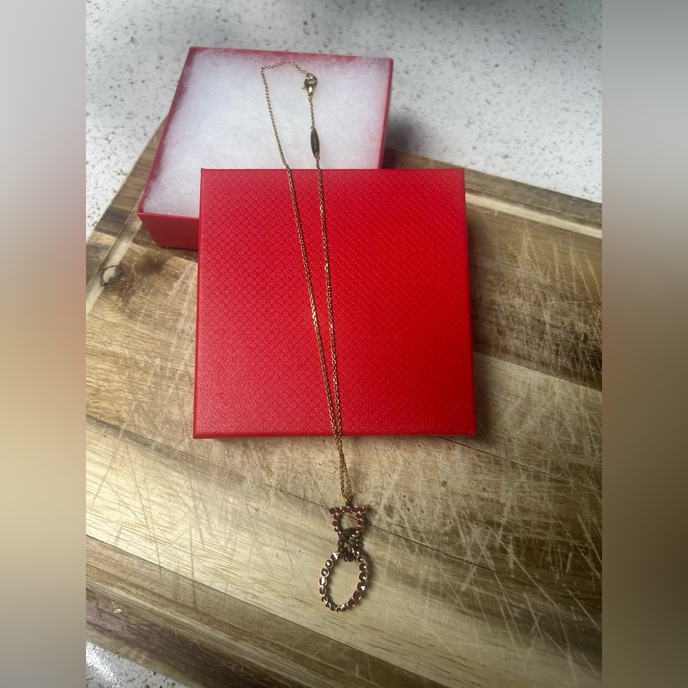 Salvatore Ferragamo Elegant Gold Necklace with Red Gemstones